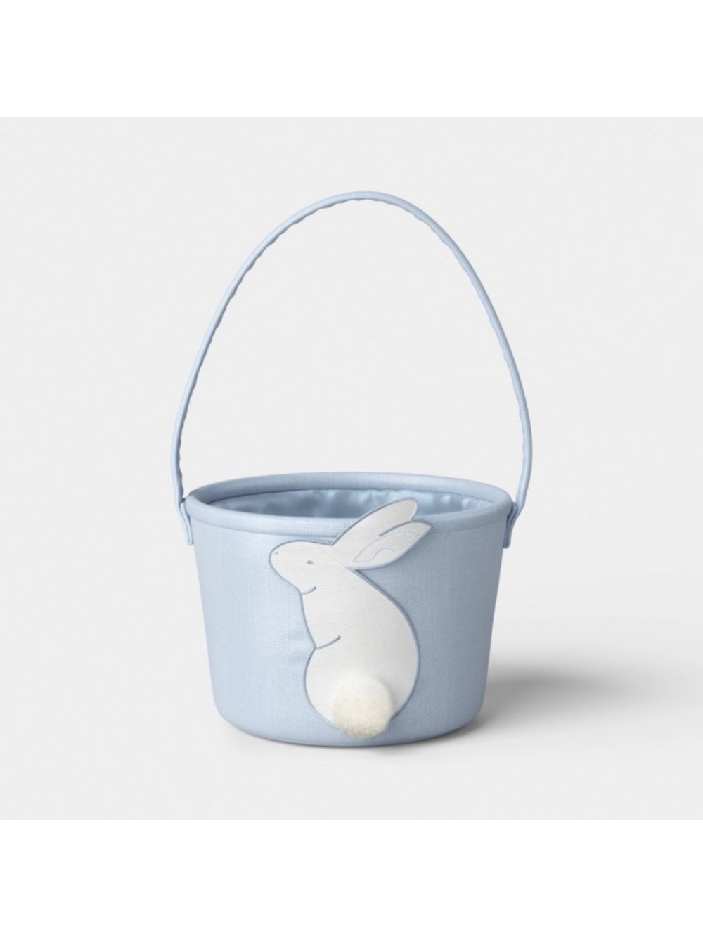 Threshold Blue Embroidered Bunny Easter Basket Storage Tote with Pom Tail NEW